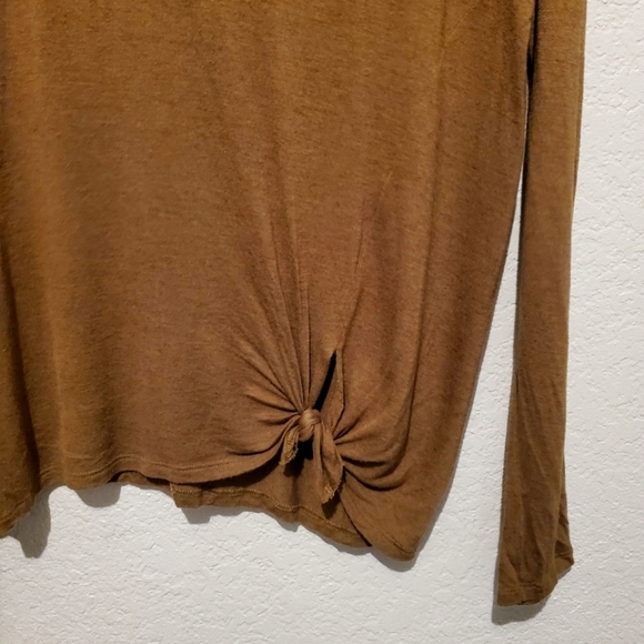 All Saints Taupe Soft Front Tie Long Sleeve Slouchy Loose Fitted Knit Top Medium - Picture 5 of 6